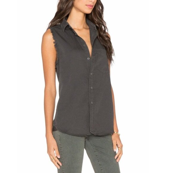 MOTHER Charcoal Sleeveless Button Down Shirt - Picture 3 of 7